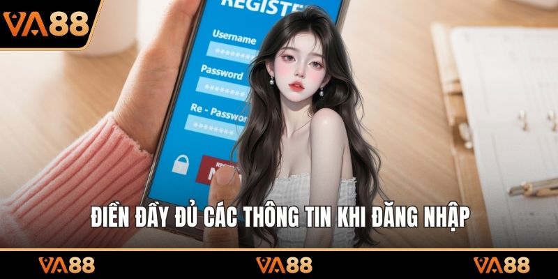 Điền đầy đủ các thông tin khi đăng nhập